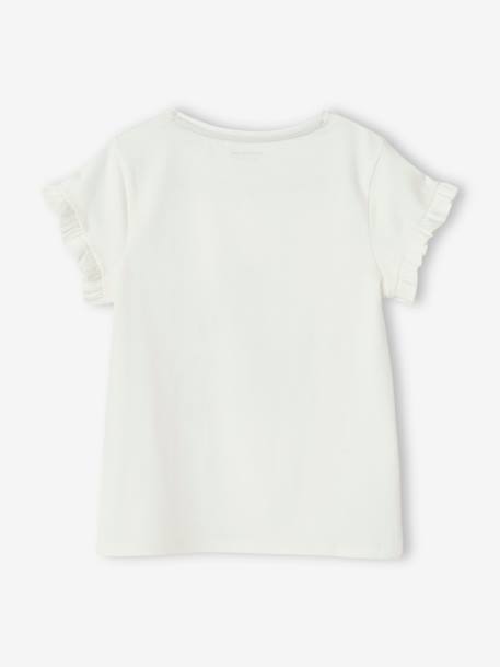 Tee-shirt égérie fille manches courtes volantées écru+ivoire+rose pâle+vert d'eau 11 - vertbaudet enfant 