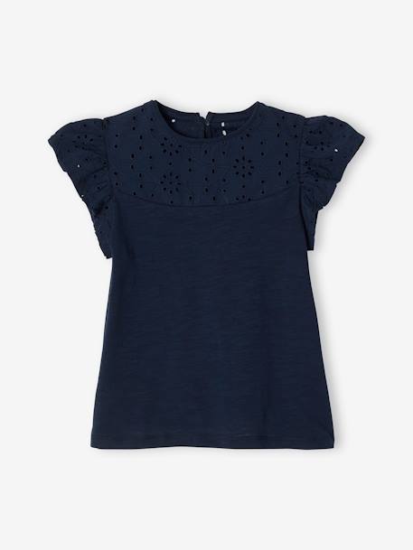 Fille-T-shirt fille détails en broderie anglaise