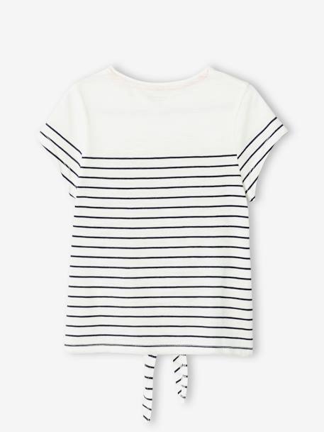 Tee-shirt rayé motif girly à paillettes blanc rayé+marine rayé 2 - vertbaudet enfant 