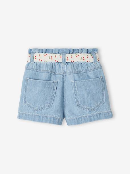 Short bébé fille paperbag avec ceinture imprimée denim bleached 6 - vertbaudet enfant 