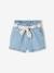 Short bébé fille paperbag avec ceinture imprimée denim bleached 1 - vertbaudet enfant 