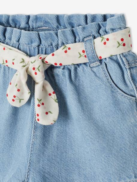 Short bébé fille paperbag avec ceinture imprimée denim bleached 7 - vertbaudet enfant 
