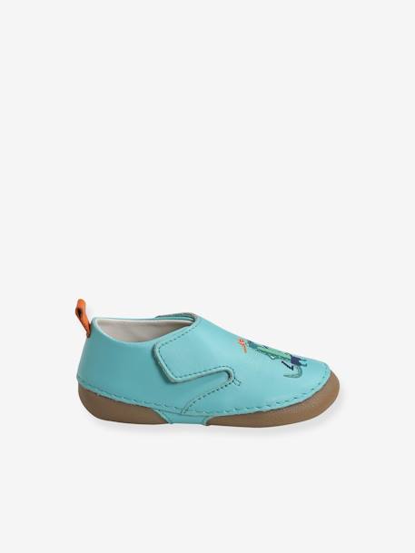 Chaussons scratchés bébé garçon en cuir vert aqua 7 - vertbaudet enfant 