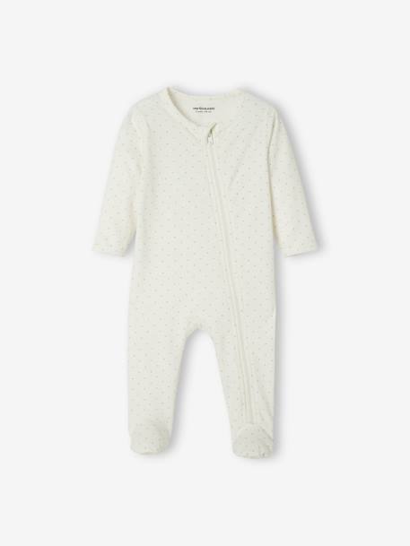 Lot de 3 pyjamas bébé en jersey ouverture zippée BASICS - lot ivoire