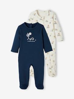 -Lot de 2 pyjamas bébé en molleton ouverture zippée