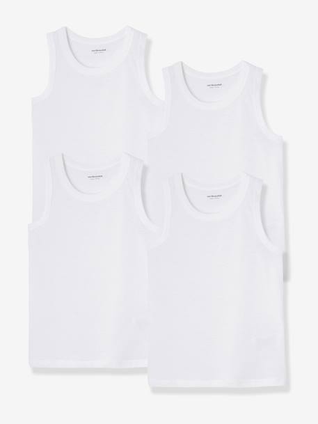 Lot 4 débardeurs maillot de corps BASICS blanc 1 - vertbaudet enfant 