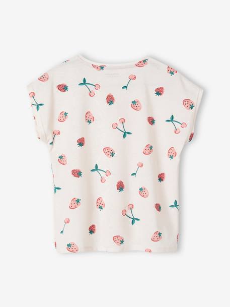 T-shirt fille imprimé noeud fantaisie manches courtes blanc+lavande+rose+rose mauve imprimé 14 - vertbaudet enfant 