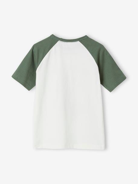 T-shirt motifs graphiques garçon manches courtes raglan blanc+gris clair chiné 3 - vertbaudet enfant 