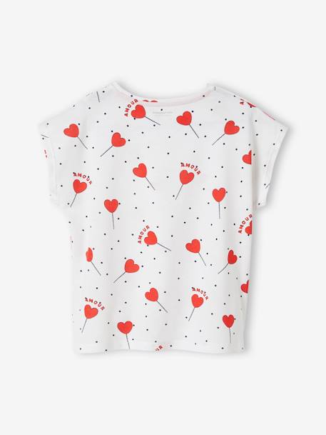 T-shirt imprimé fille avec noeud fantaisie Oeko-Tex® anthracite imprimé+blanc / rouge+jaune+rose clair+rose mauve imprimé 6 - vertbaudet enfant 