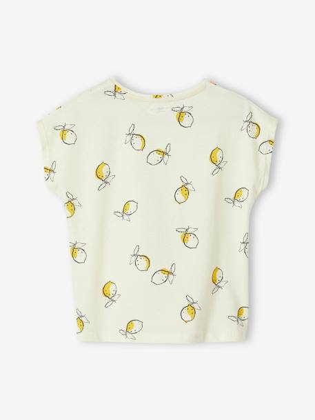 T-shirt imprimé fille avec noeud fantaisie Oeko-Tex® blanc / rouge+jaune+rose mauve imprimé 5 - vertbaudet enfant 