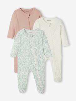 Prêt à porter-Bébé-Pyjama, surpyjama-Lot de 3 pyjamas bébé en jersey ouverture zippée BASICS