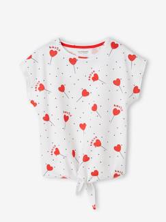 -T-shirt imprimé fille avec noeud fantaisie