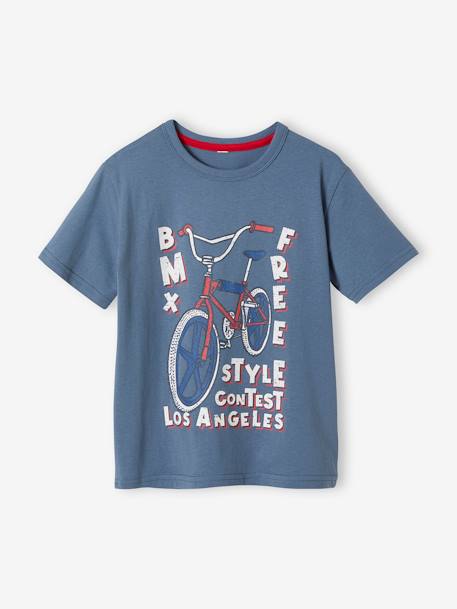 T-shirt motifs graphiques garçon manches courtes BLEU+bleu clair+curcuma+ECRU 1 - vertbaudet enfant 
