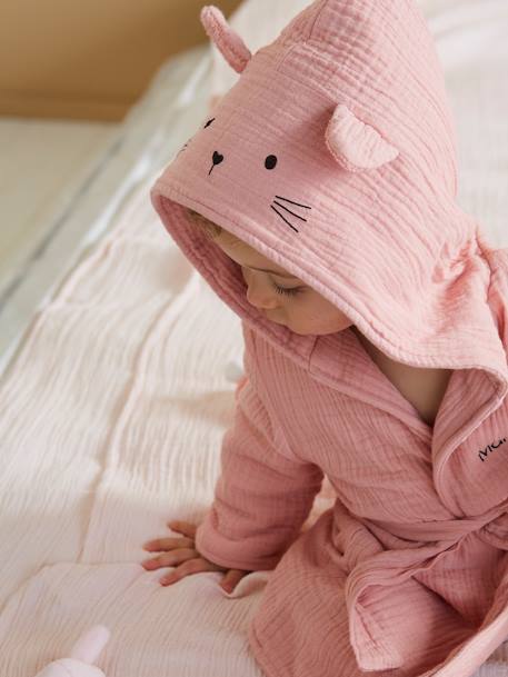Peignoir bébé animal en gaze de coton bio* personnalisable rose+vert 4 - vertbaudet enfant 