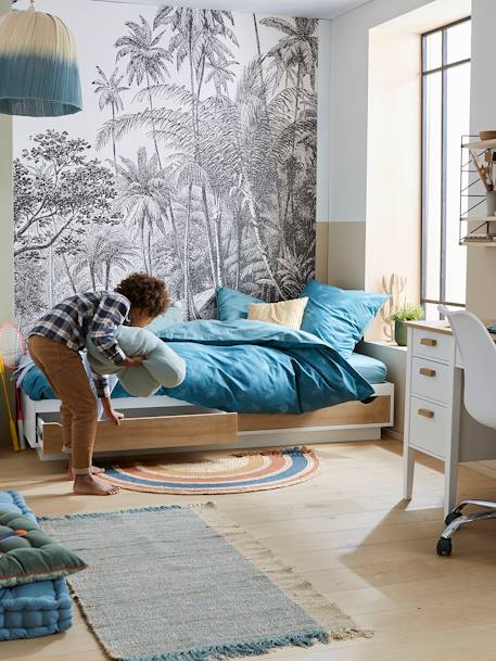 Lit plateforme enfant avec tiroirs SCHOOL BLANC / BOIS 3 - vertbaudet enfant 