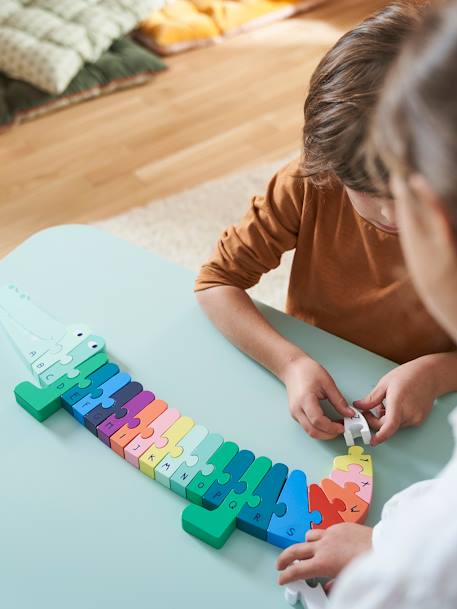 Puzzle géant crocodile alphabet en bois FSC® multicolore 6 - vertbaudet enfant 