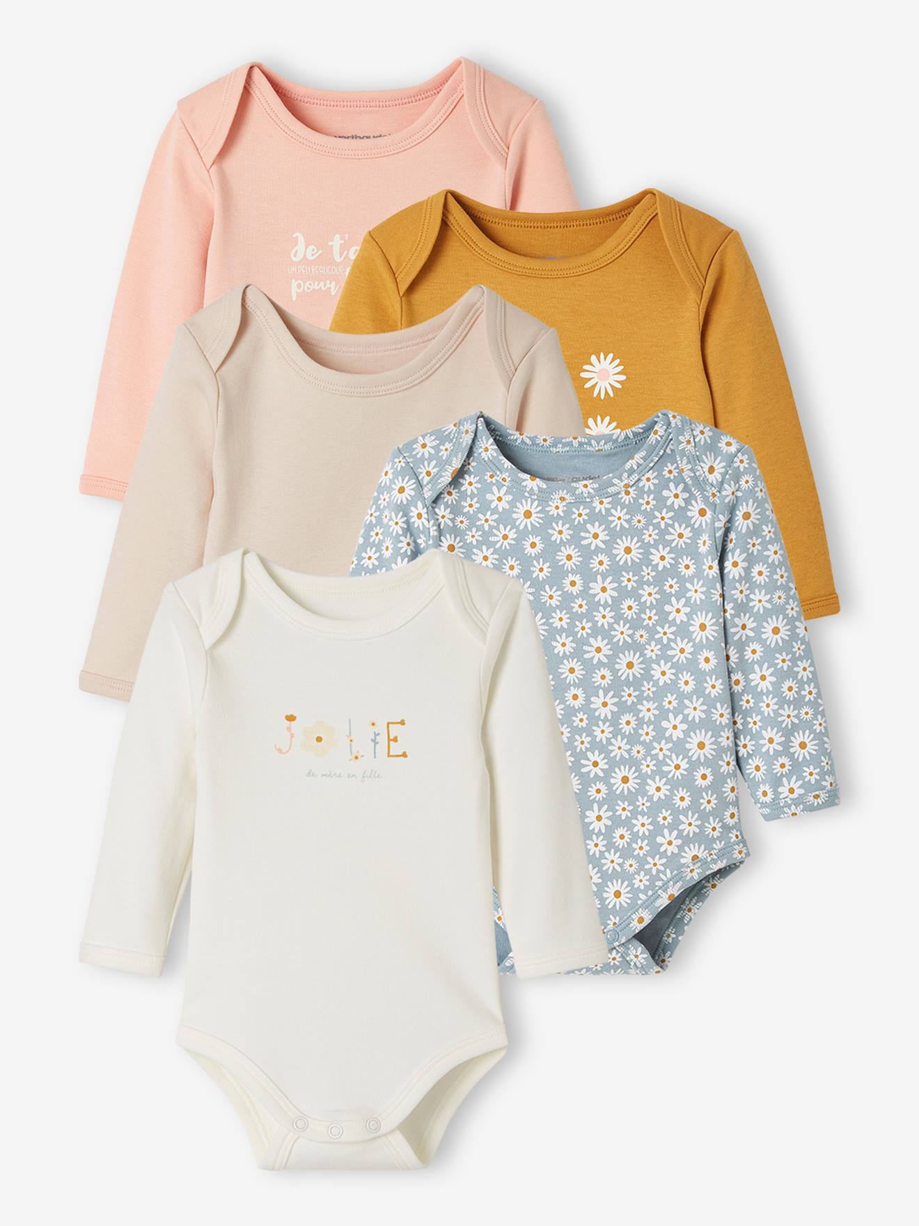 Simple Joys by Carters Baby Girls Lot de 5 bodies manches longues 