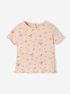 Bébé-T-shirt, sous-pull-T-shirt à fleurs en maille côtelée bébé