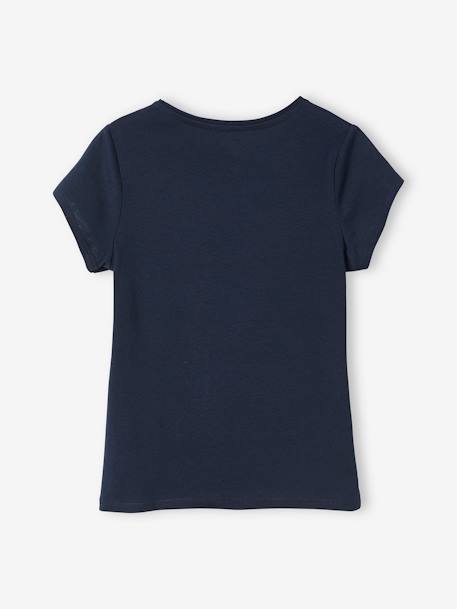 Tee-shirt à message Basics fille blanc+bleu marine+camel+corail+jaune+rose 6 - vertbaudet enfant 