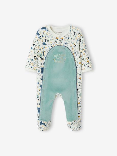 Pyjama bébé garçon en velours ouverture pont ivoire imprimé 1 - vertbaudet enfant 