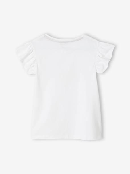 T-shirt motif fleurs 3D fille manches courtes volantées blanc+orange+vert 2 - vertbaudet enfant 