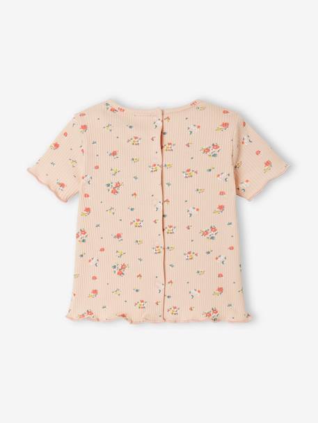 T-shirt à fleurs en maille côtelée bébé ocre imprimé+rose grisé imprimé 8 - vertbaudet enfant 