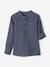 Chemise col Mao en coton/lin garçon manches retroussables Bleu moyen 2 - vertbaudet enfant 