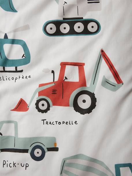 Parure housse de couette enfant et taie d'oreiller QUEL CHANTIER ! écru / multicolore 10 - vertbaudet enfant 