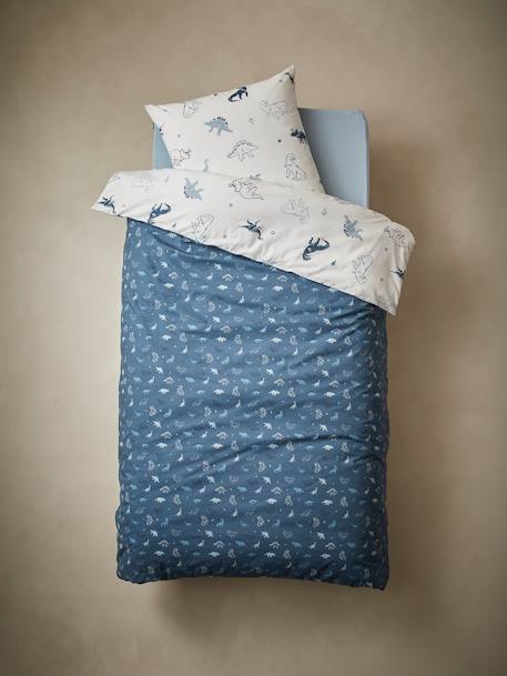 Parure housse de couette enfant et taie d'oreiller HELLO DINOS écru / vert 8 - vertbaudet enfant 