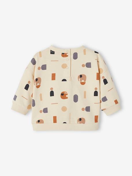 Sweat bébé en molleton motifs géométriques beige clair imprimé 2 - vertbaudet enfant 