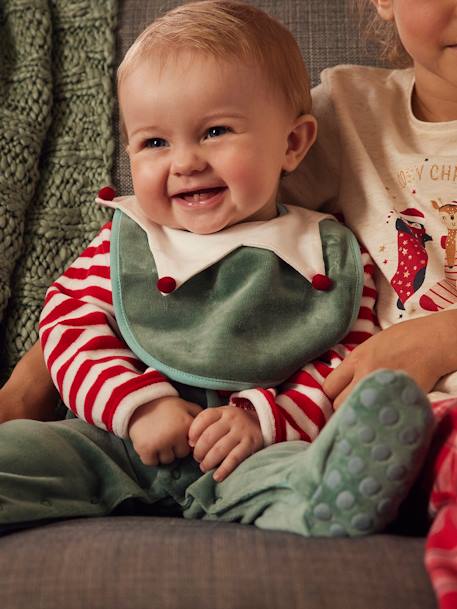 Coffret cadeau de Noël bébé dors-bien en velours + bavoir vert sapin 2 - vertbaudet enfant 
