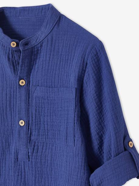 Chemise en gaze de coton personnalisable garçon manches retroussables Bleu moyen+bleu pétrole+écru+vert+vert d'eau 6 - vertbaudet enfant 