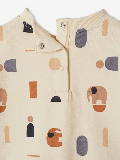 Sweat bébé en molleton motifs géométriques beige clair imprimé 4 - vertbaudet enfant 