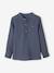 Chemise col Mao en coton/lin garçon manches retroussables Bleu moyen 1 - vertbaudet enfant 