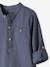 Chemise col Mao en coton/lin garçon manches retroussables Bleu moyen 4 - vertbaudet enfant 