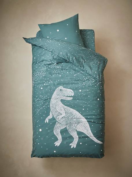 Parure housse de couette + taie d'oreiller avec détails phosphorescents GRAPHIC DINO vert 4 - vertbaudet enfant 