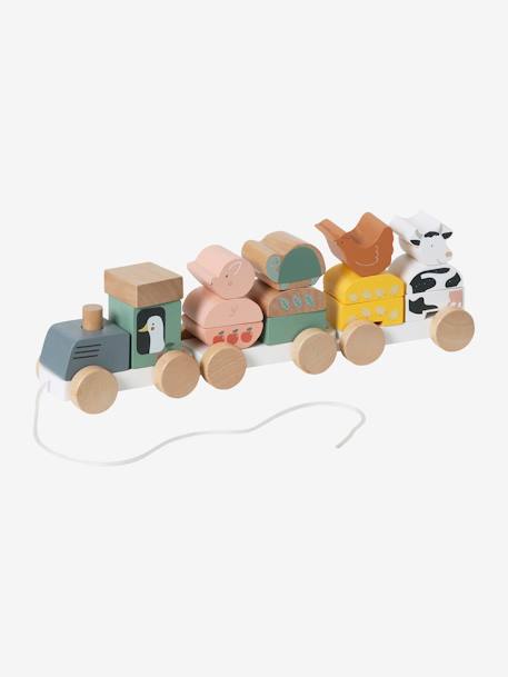 Train multi-activités à tirer en bois FSC® Multicolore - LOVELY FARM 1 - vertbaudet enfant 