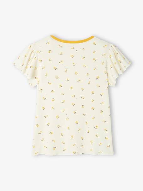 T-shirt à côtes fille jaune imprimé+rose imprimé 2 - vertbaudet enfant 