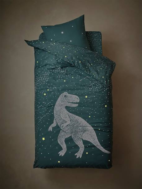 Parure housse de couette + taie d'oreiller avec détails phosphorescents GRAPHIC DINO vert 8 - vertbaudet enfant 