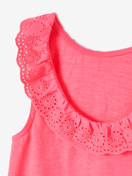 Débardeur fille col volanté en broderie anglaise bleu+corail 6 - vertbaudet enfant 