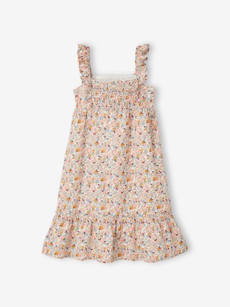 Robe à bretelle volantées fille ecru imprimé fleurs bleues+ivoire imprimé+jaune curry imprimé 8 - vertbaudet enfant 