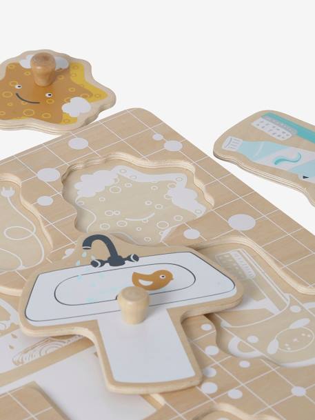 Puzzle bouton Salle de bain en bois FSC® Multicolore 5 - vertbaudet enfant 