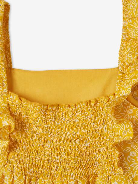 Robe à bretelle volantées fille ecru imprimé fleurs bleues+ivoire imprimé+jaune curry imprimé 18 - vertbaudet enfant 