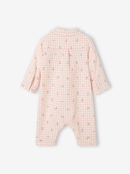 Pyjama bébé en flanelle de coton ouverture naissance carreaux rose thé 4 - vertbaudet enfant 