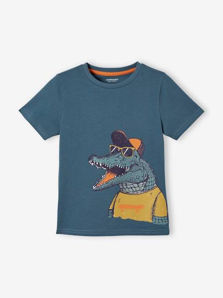 Tee-shirt animal skateur garçon beige+BLEU CANARD 5 - vertbaudet enfant 