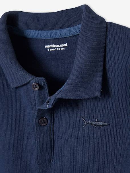 Polo garçon manches courtes broderie poitrine blanc+bleu+jaune pâle+kaki clair+MARINE+terracotta 16 - vertbaudet enfant 