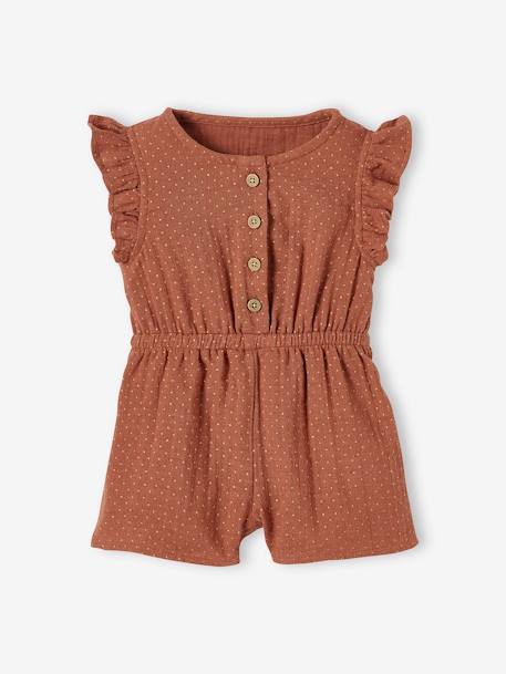 Bébé-Salopette, combinaison-Combi-short en gaze de coton bébé