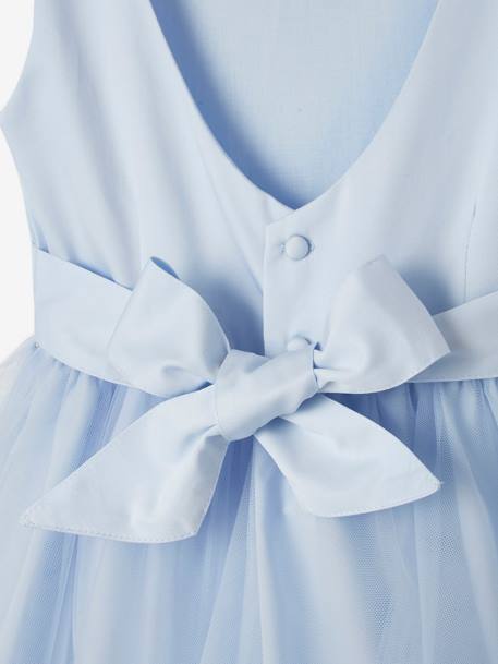 Robe de cérémonie fille en satin et tulle blanc+bleu ciel+Rose poudré 8 - vertbaudet enfant 