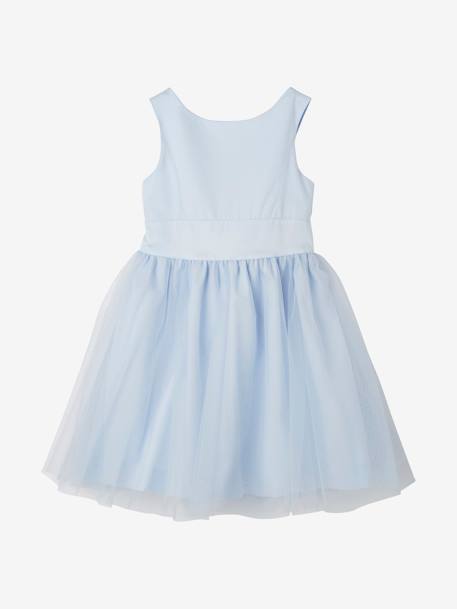 Robe cérémonie fille satin et tulle blanc+bleu ciel+Rose poudré 6 - vertbaudet enfant 