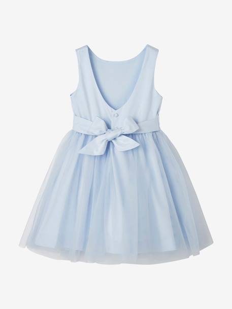 Robe cérémonie fille satin et tulle blanc+bleu ciel+Rose poudré 7 - vertbaudet enfant 